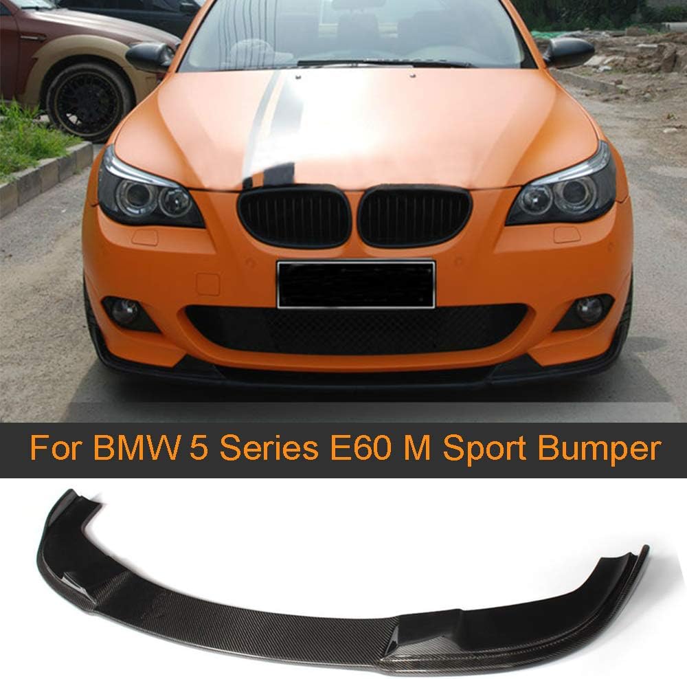 OBCWSG For BMW E60 M Sport Bumper 2006-2010 520d 520i 523i 525i 530i, Carbon Fiber Front Bumper Lip Spoiler Front Lip Spoiler