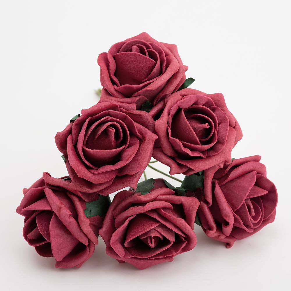 Italian Options Colourfast Artificial Foam Rose Flowers Wedding Bouquet, 5cm, Scarlet — image 1