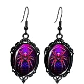 Gothic Spider Earrings for Women Vintage Spider Web Earrings Red Black Crystal Spider Drop Dangle Earrings Halloween Goth Style Accessories Jewelry