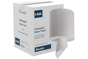 BLUETABLE Centerpull Paper Towels Refill Bulk (6 Rolls/Case) Compatible - Universal Dispensers Soft 2-Ply Refills M2 58204 559028A 121204 28124 RC530 Centerfeed Center Pull Commercial Dispenser 600 Sheets/Roll