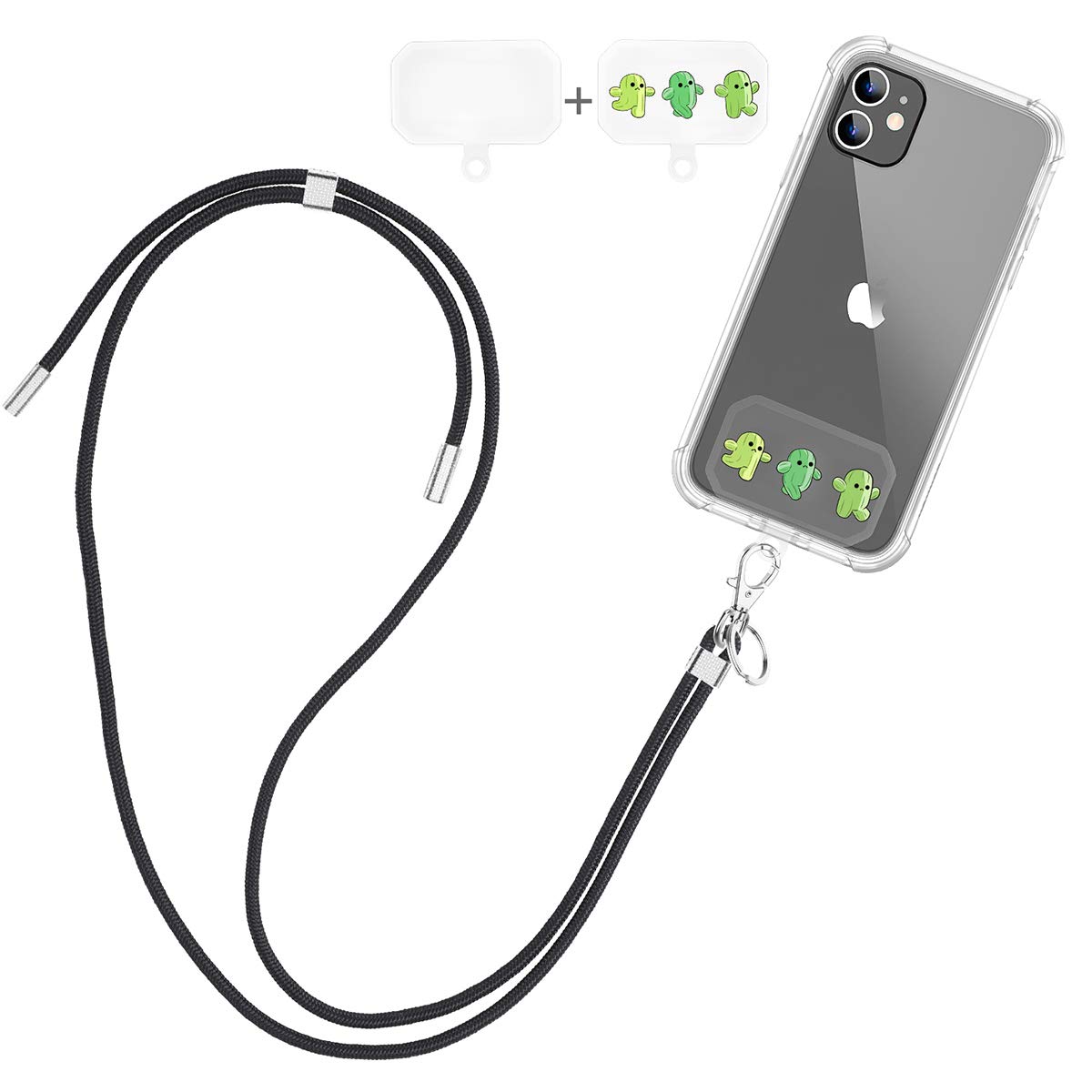 Dracool Phone Lanyard Neck Strap Crossbody Mobile Phone Lanyard Wrist Strap Adjustable Keychain Tether Patch Universal for iPhone 13 12 11 Pro Max XR XS 7 8 SE Samsung and All Smartphones - Black
