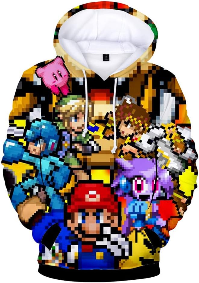 caojinyu Unisex Mario Hoodies Sweatshirts 3D Printings Long Sleeve with Pocket Pullover for Adult Kids