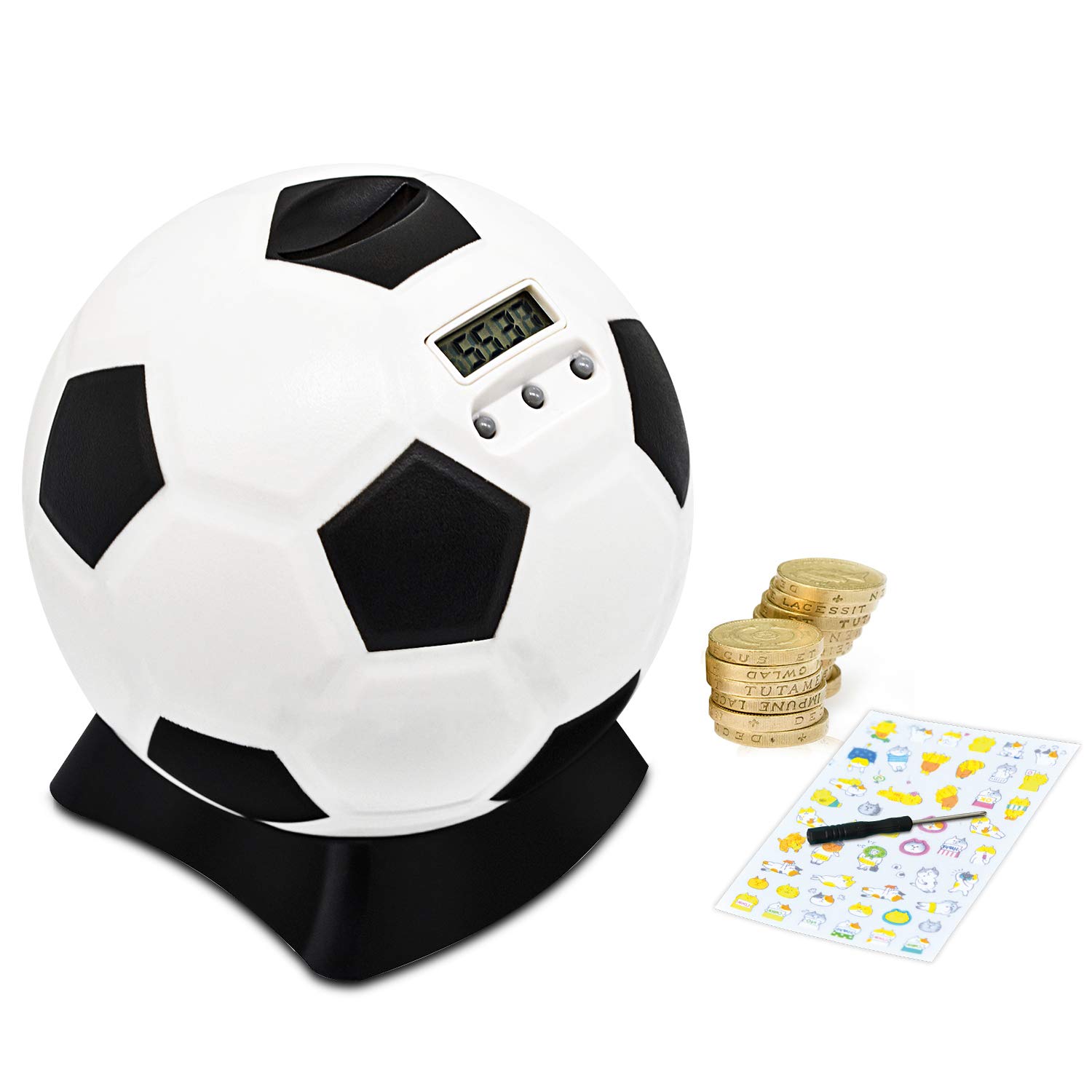 Football Money Box with Digital Coin Counter | Soccer Piggy Bank for Saving Coins | Automatic Savings Jar for Kids & Adults | Fun Gift for Kids & Football Fans-Only Support Pound Coins！