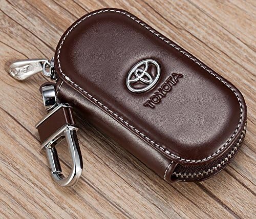 Personalised Elegant Cowhide Leather Key Bag Car Key Pendant for Toyota Brown