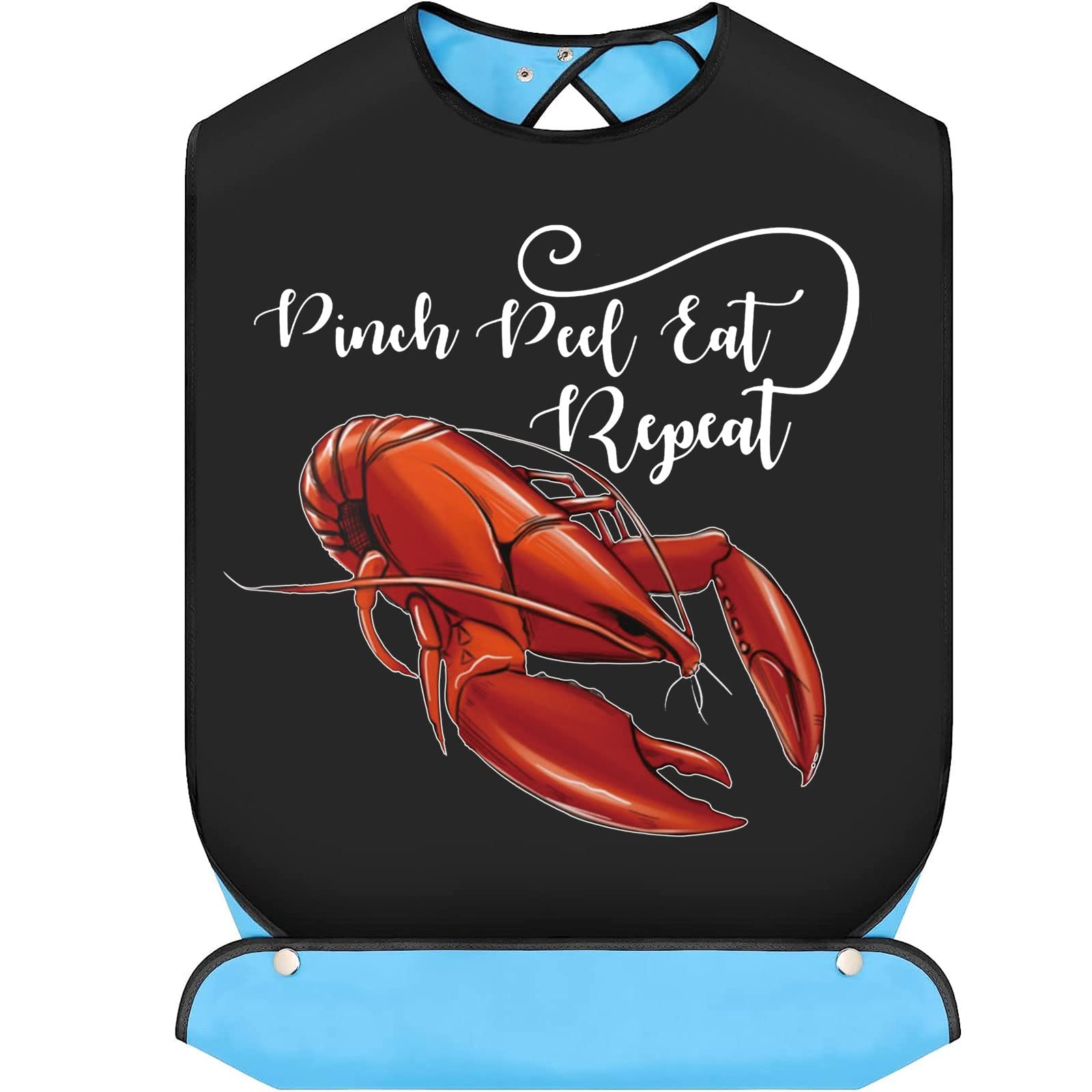 BWWKTOP Crawfish Bib for Adults With Crumb Catcher - Pinch Peel Eat & Repeat Lobster Party Bib (Pinch Peel)