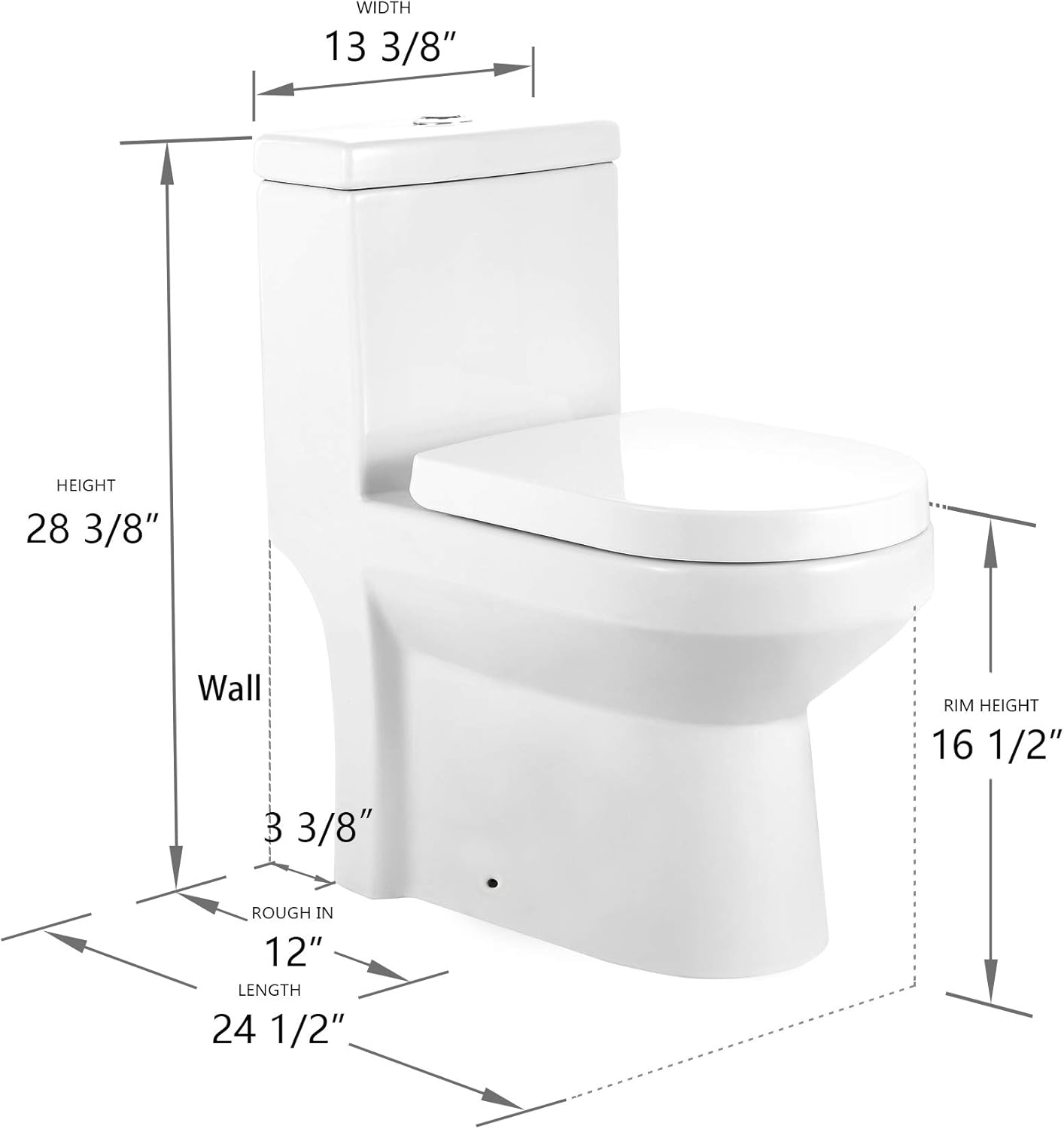DeerValley DV-1F52813 Small Compact Dual-Flush Elongated One-Piece Toilet, Space Saver Commode designed for Water Closet, Soft Closing Seat Included, High-Efficiency WaterSense Cotton White - - 