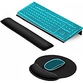 3 Pcs Ergonomic Keyboard Wrist Rest, Mouse Pad with Memory Foam Wrist Rest, Adjustable Computer Keyboard Stand, for Easy Typing and Pain Relief, Office & Home, Black