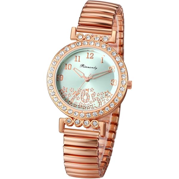Women\'s Rose Gold Analog Quartz Bling Elastic Stretch Band Octagonal Wrist Watch JewelryWe Womens Octagon Elastic Watch: Iced-Out Rhinestone  main image 3
