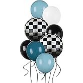 Race Car Balloon Bundle Checkered Balloons Blue Black Latex Balloon Boy One Happy 1st 2nd Vintage Two Fast Theme Fast One Race Car Birthday Party Decor Supplies 20 Pcs Kit