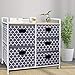 Wide Dresser Storage Tower 5 Drawer Chest, Sturdy Steel Frame, Wood Top, Easy Pull Fabric Bins,Organizer Unit for Bedroom, Playroom, Entryway, Closets, Lantern Printing Gray/White