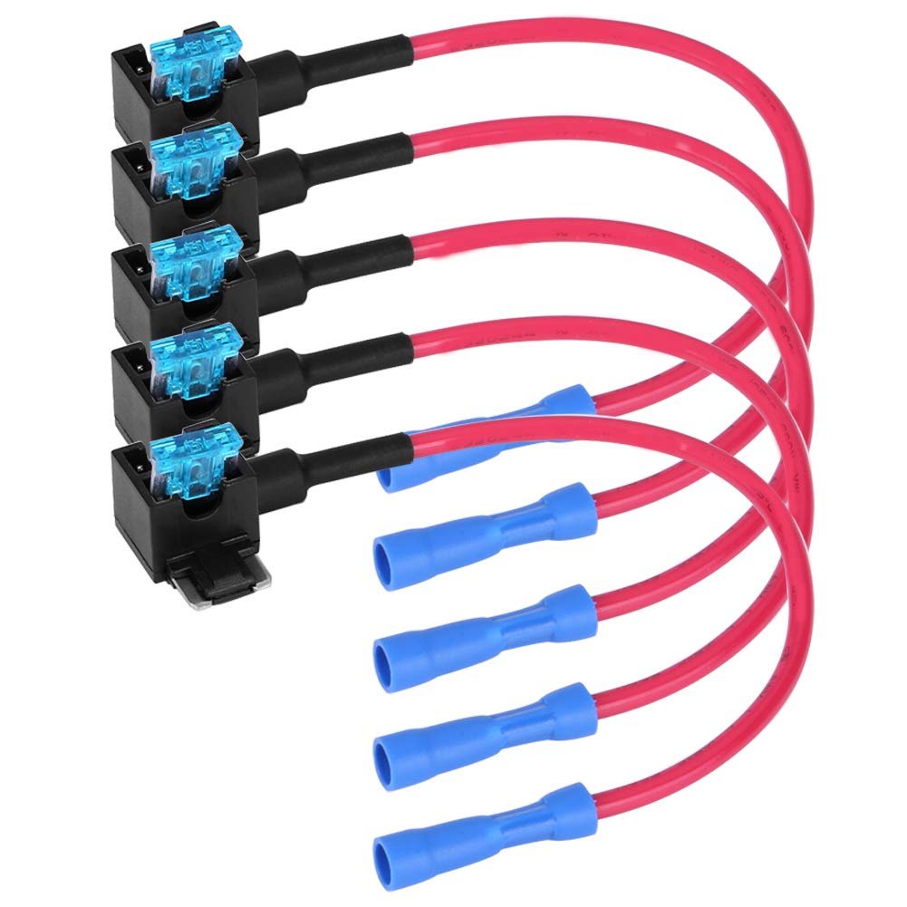 5 Pcs Car Add A Circuit Tap Adapter Blade Tap Holder Auto Adapter with 15A Blade Fuse(Micro Mini) fusibles