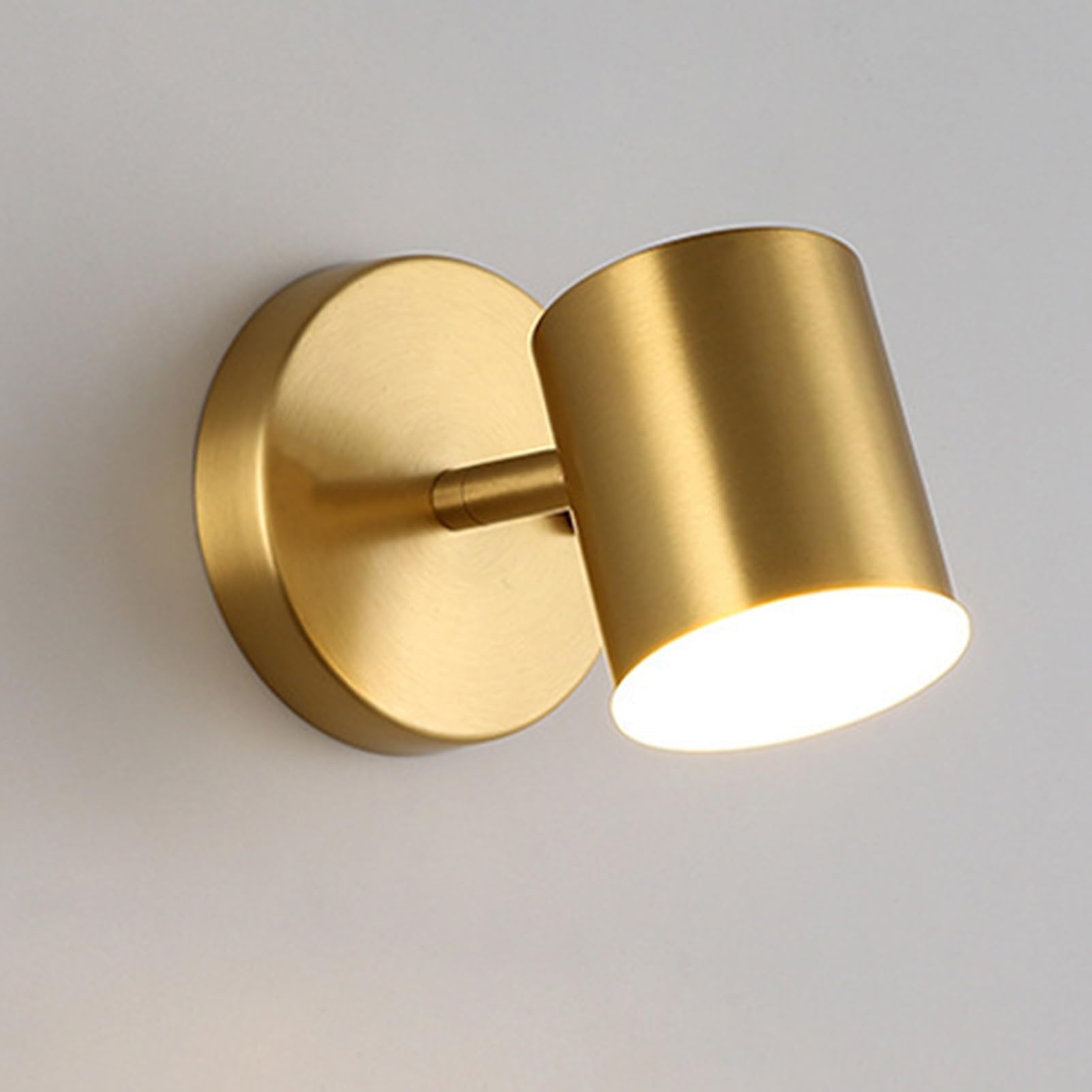 KRUIHAN LED Gold Wall Lights, 350° Rotatable Modern Minimalist Tri-Color Wall Sconce for Bedside, Living Room, Bathroom, Bedroom, Hallway