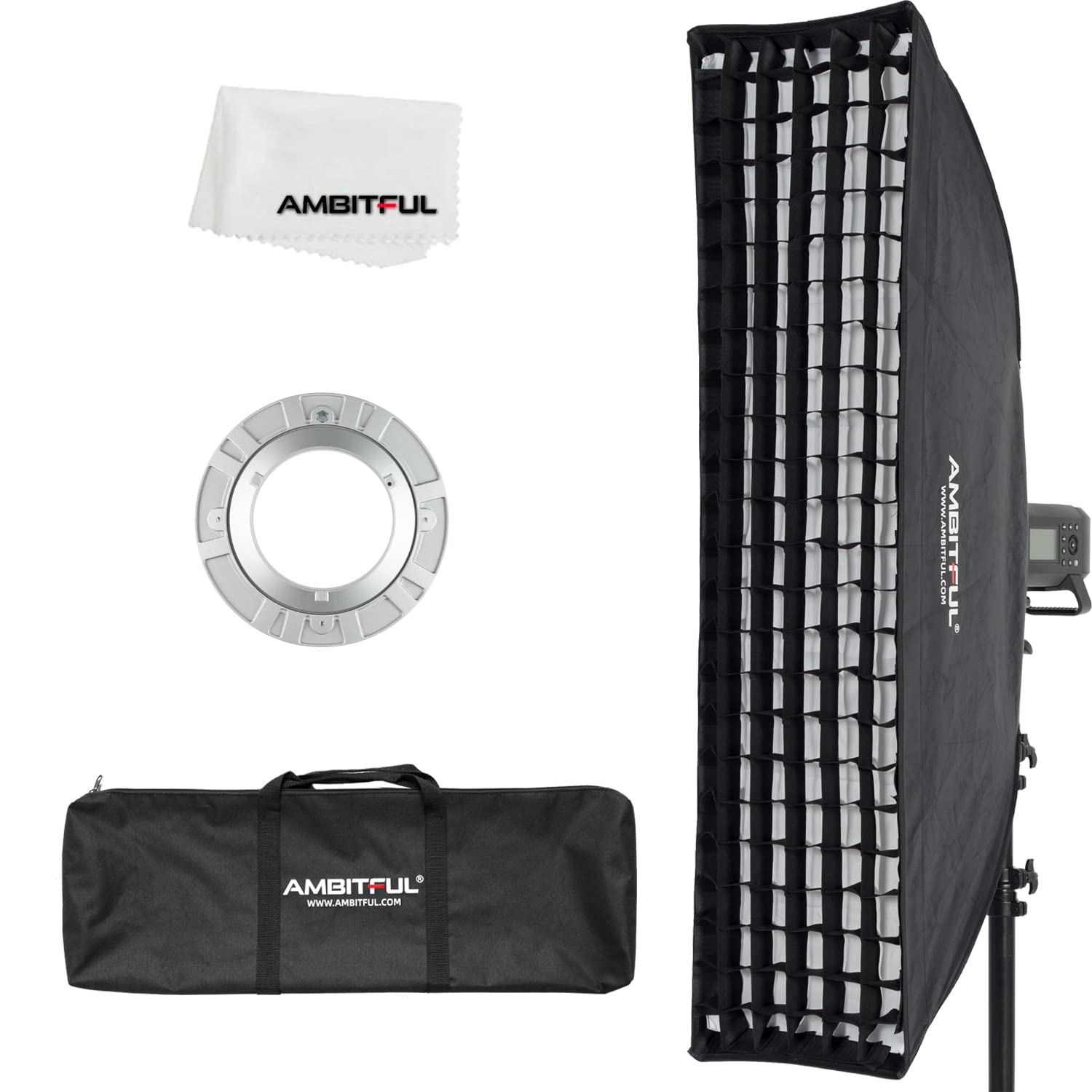 AMBITFUL FW30x120 30x120cm Strip honeycomb grid Bowens softbox, with honeycomb grid + carrying bag, for Bowens mount lamp