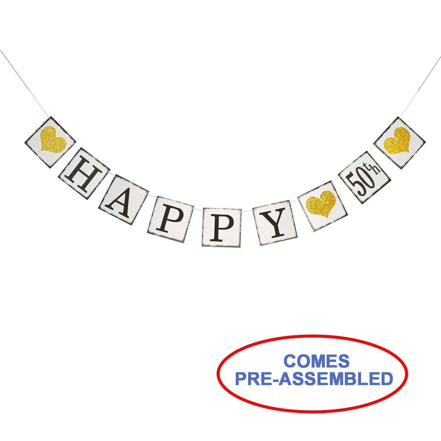 Vintage Happy 50th Birthday Banner 50th Wedding Anniversary