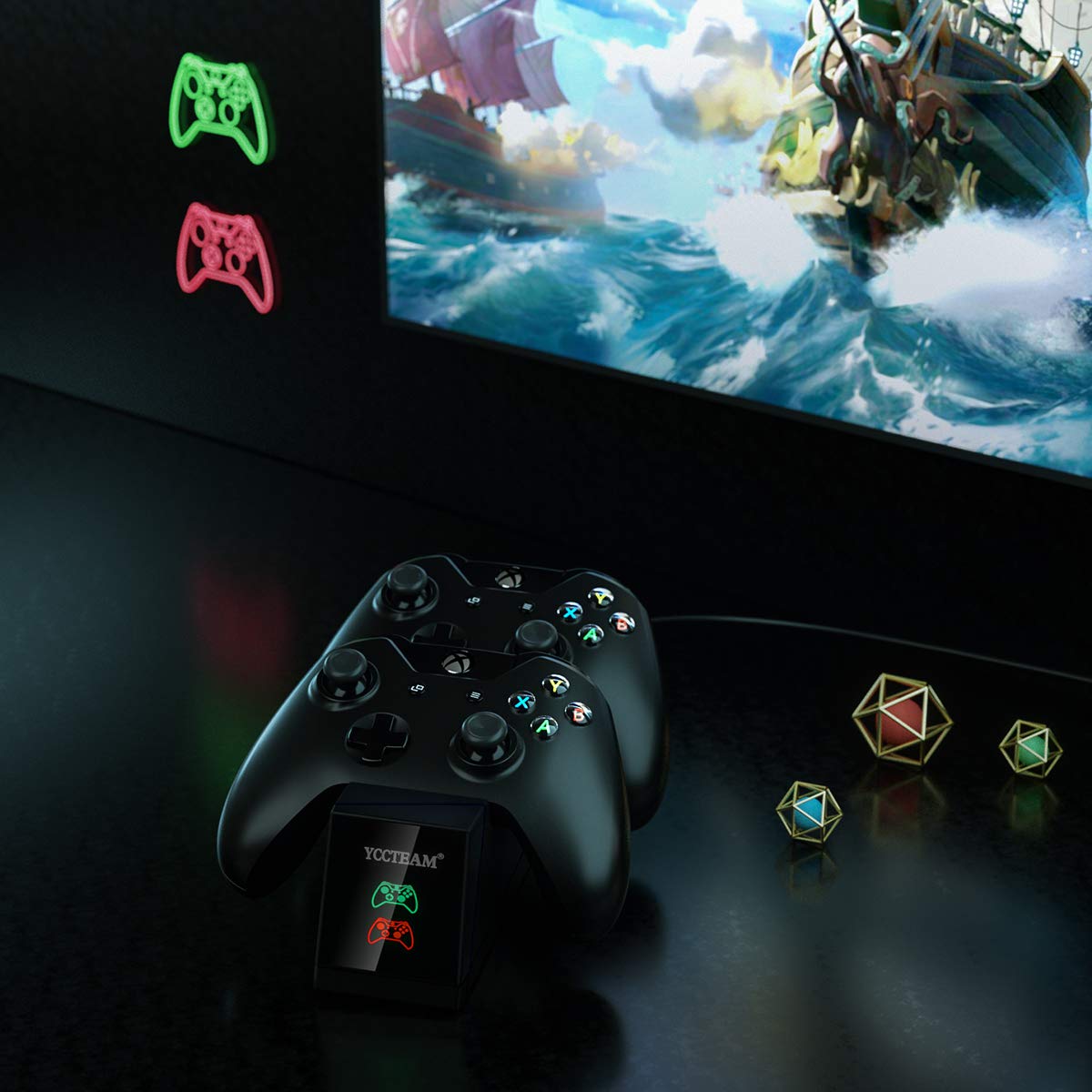 VGAME Xbox One Controller Charger Station with Rechargeable Battery Packs - Dual Slot Charging Base Dock & 2 Pack Replacement Batteries Accessories for Xbox ONE S/X Elite