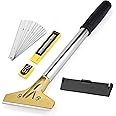 EHDIS Heavy Duty 4-inch Razor Blade Scraper with Long-Handle, Cleaning Glass Wall Scraper, Painting Stripping Tools,Tile Adhe