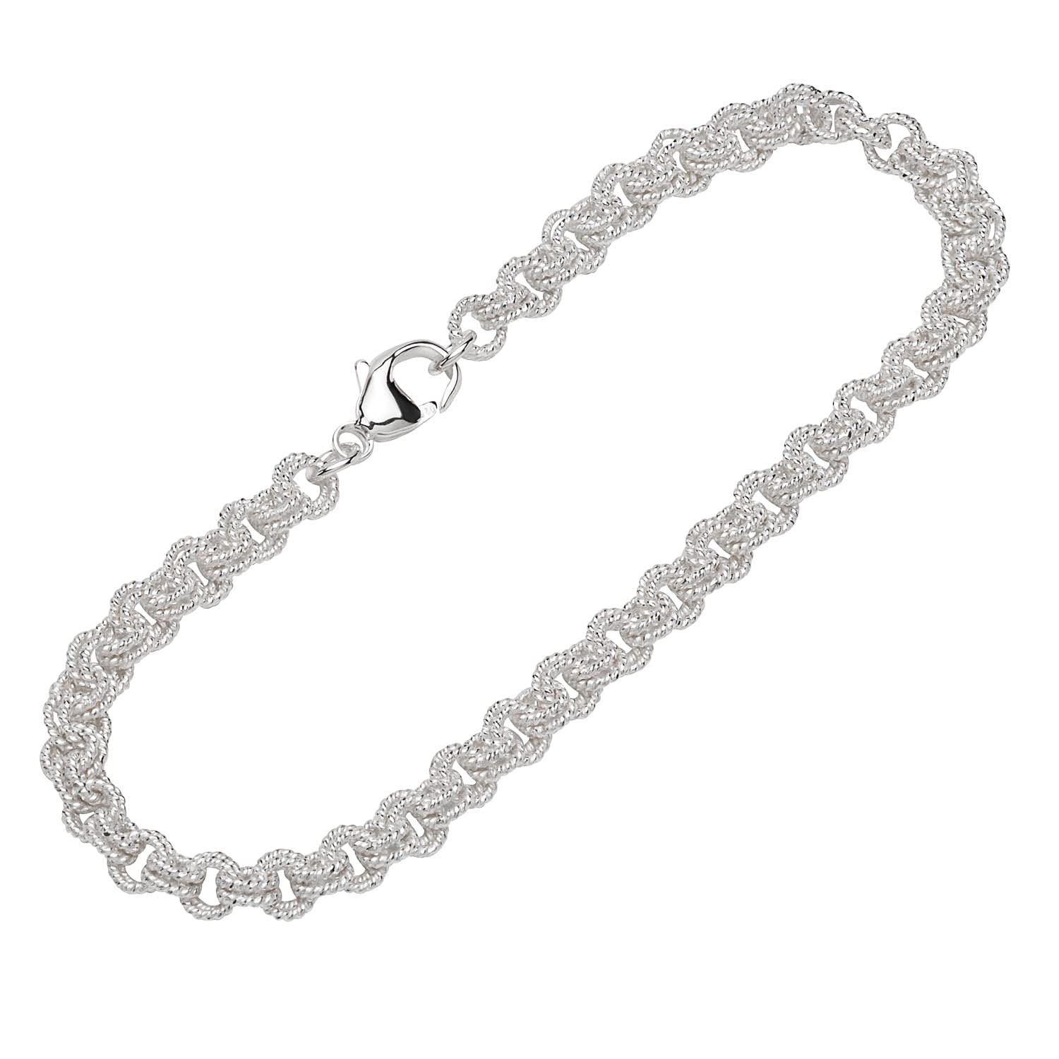 NKlaus bracelet 925 Sterling Silver 19cm twin anchorchain exquisite bracelet chain new 12639