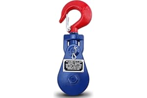 BTSHUB 2 Ton Snatch Block with Swivel Hook and Latch, 3" Sheave 3/8" Wire Rope, Single Sheave, Wrecker Roll Back Recovery Tow Trucks