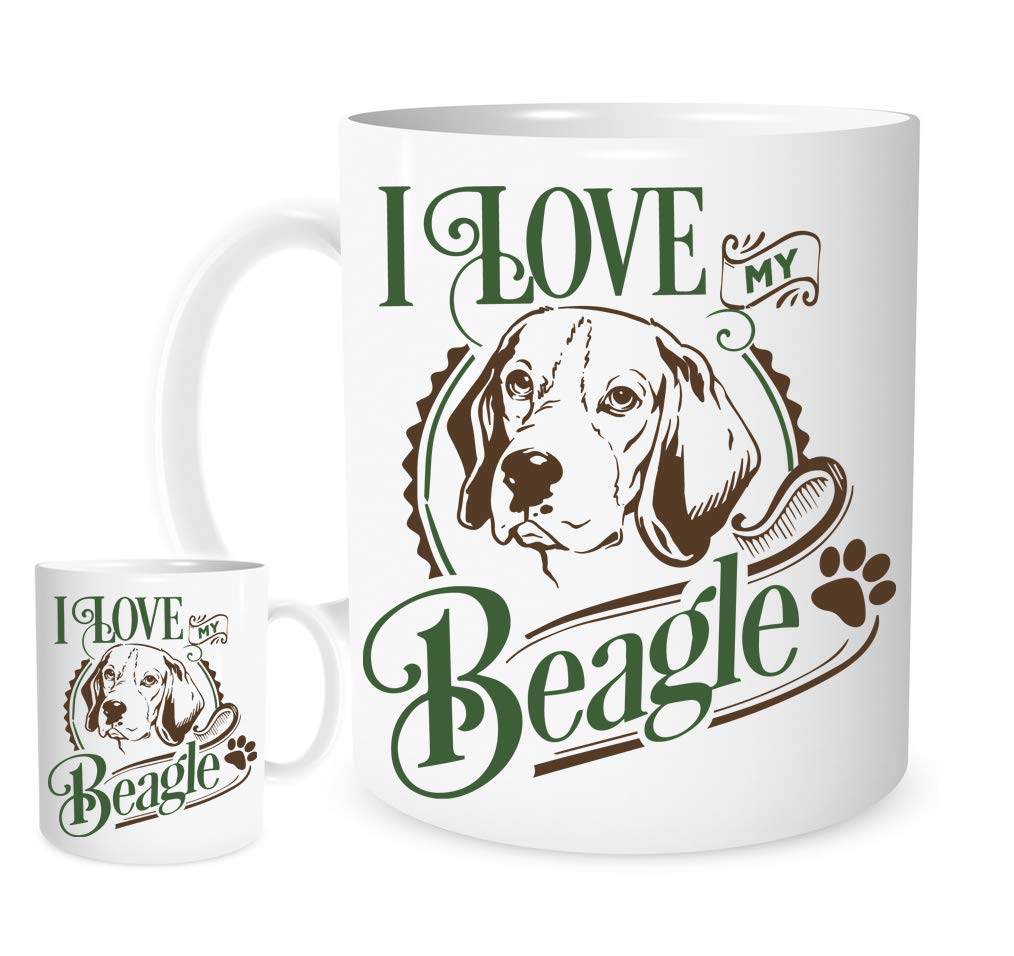 I Love My Beagle. 11oz Ceramic Gift Mug Featuring A Cute Beagle