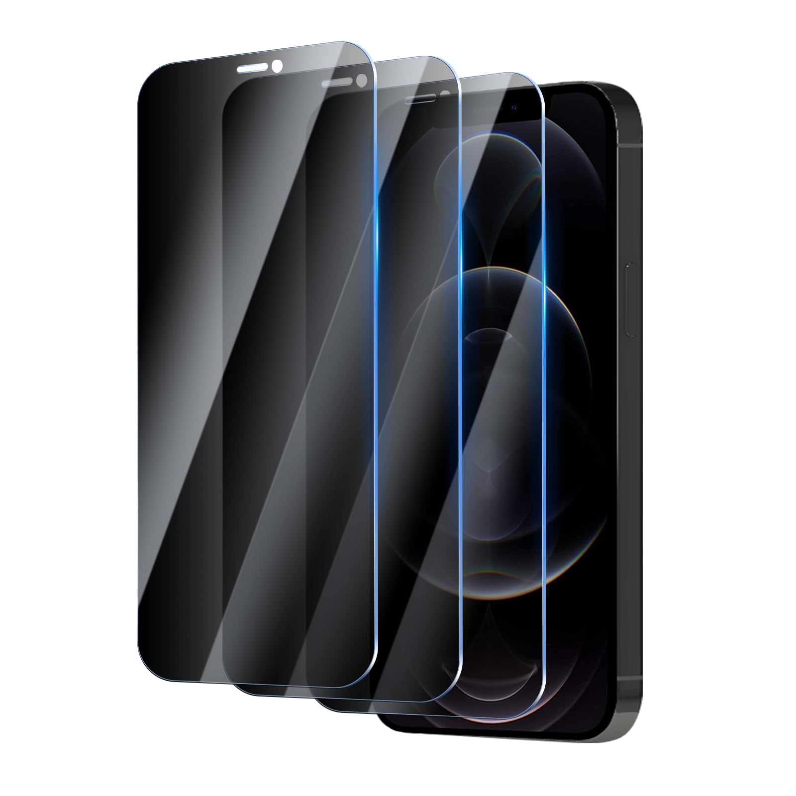 YUXINDZ 3 Pack Privacy Screen Protector for iPhone 12 / iPhone 12 Pro, Anti-Spy Tempered Glass Film Anti-Scratch, 9H Hardness — image 1