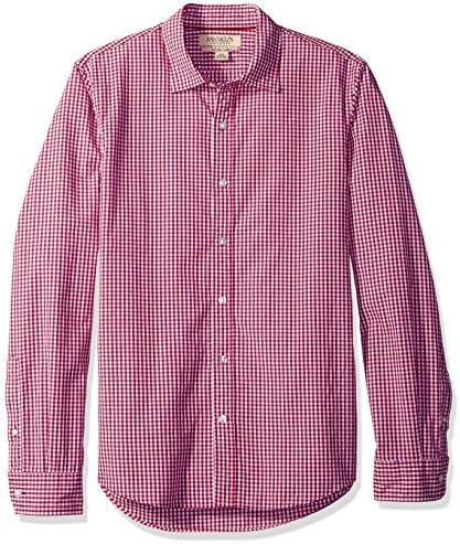 Franklin Tailored Men's Slim-Fit Long-Sleeve Small-Scale Gingham Shirt, Red, XX-Large