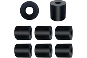 ZSUCUN 8Pcs Rubber Spacers, 1'' OD x 3/8'' ID x 1'' Thickness Thick Rubber Washers Black Round Vibration Isolation Bushings for Bolts, Car, Boat, Home (1'' OD x 3/8'' ID x 1'' Thickness)