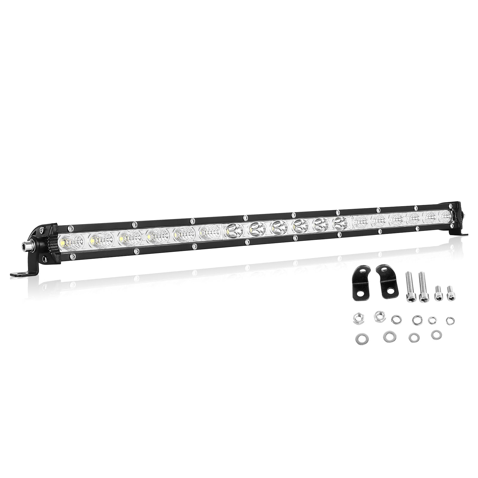 AUXTINGS 20 inch 90W Ultra Slim Single Row LED Light Bar Spot Flood Combo Beam with Mounting Bracket For Off Road Ranger ATV UTV SUV