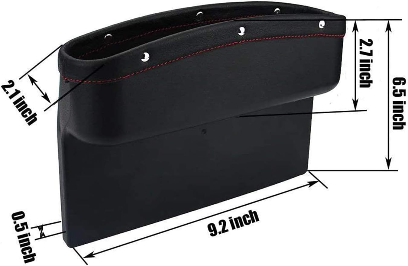 Car Seat Pockets PU Leather Car Console Side Organizer Seat Gap Filler Catch Caddy with Non-Slip Mat 9.2x6.5x2.1 inch Black（2 Pack） Powertiger: Automotive