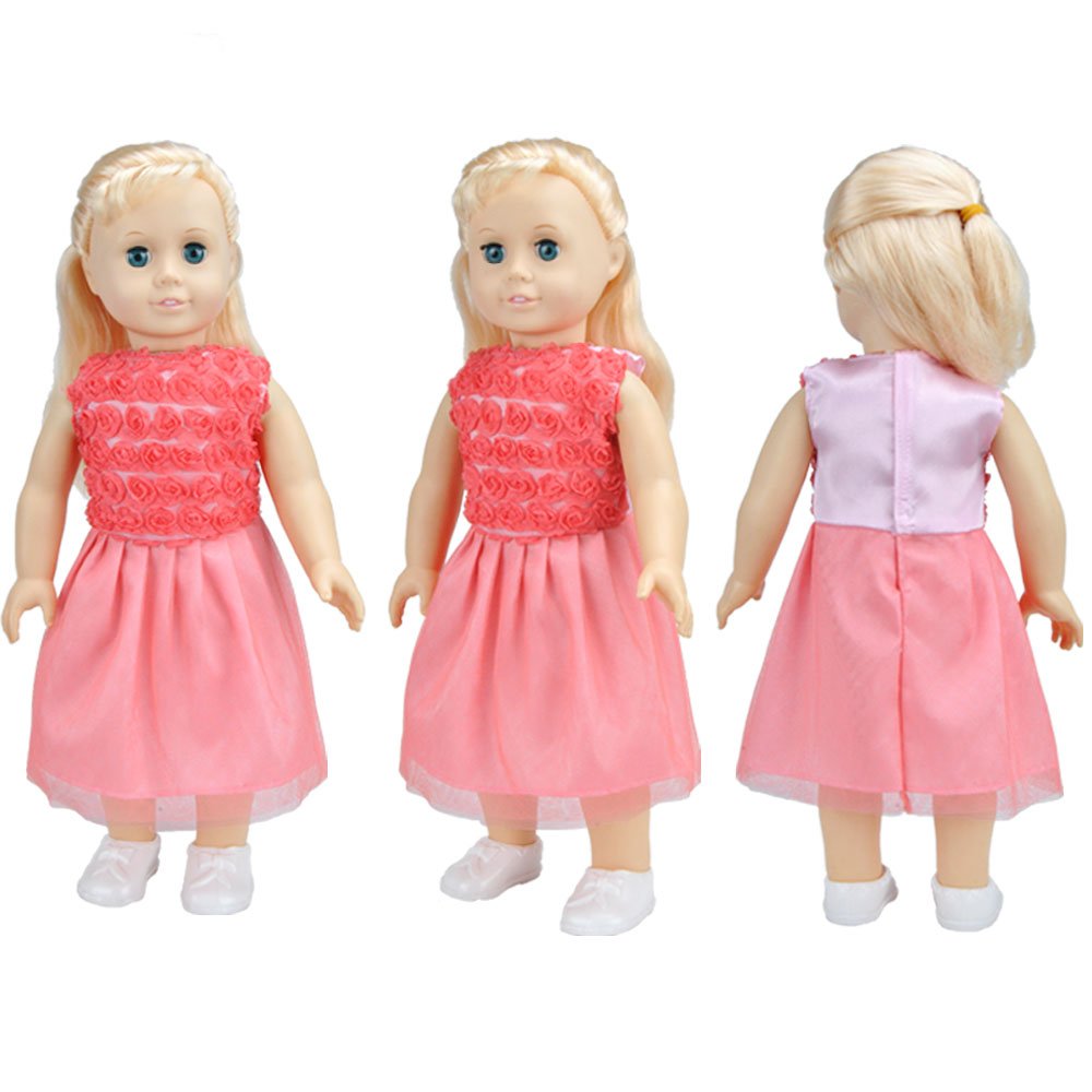 E-TING 5Pcs Fashion Gorgeous Clothes Lace Dresses Lively Outfit for 18 Inches American Girl Dolls Accessories Set Christmas Gift