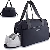 MonSiiLine Gym Bag for Women Men with Shoe Compartment, Waterproof Small Duffle Bag for Travel, Sports, Weekend Lightweight Carry On Tote Bag (Black)
