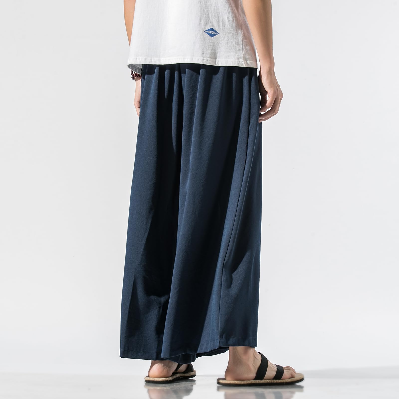 GURUNVANI Herren Hose mit weitem Bein, japanische Yogahose, Hip Hop Baggy Hose, 23k90marineblau, S 2