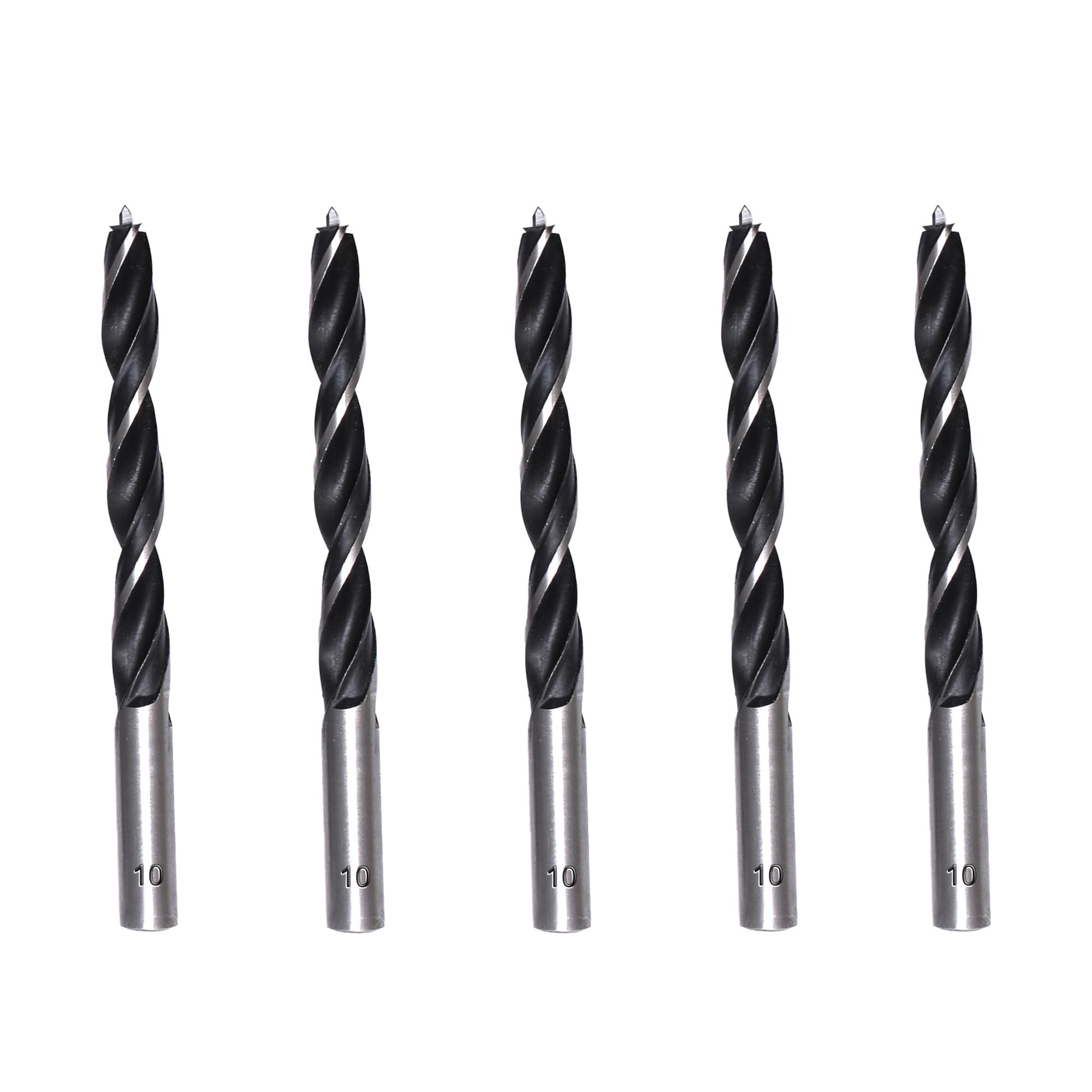 Foyscr 5 Piece 10mm Brad Point Wood Drill Bits, Professional Carbon Steel, Clean Efficient Drilling