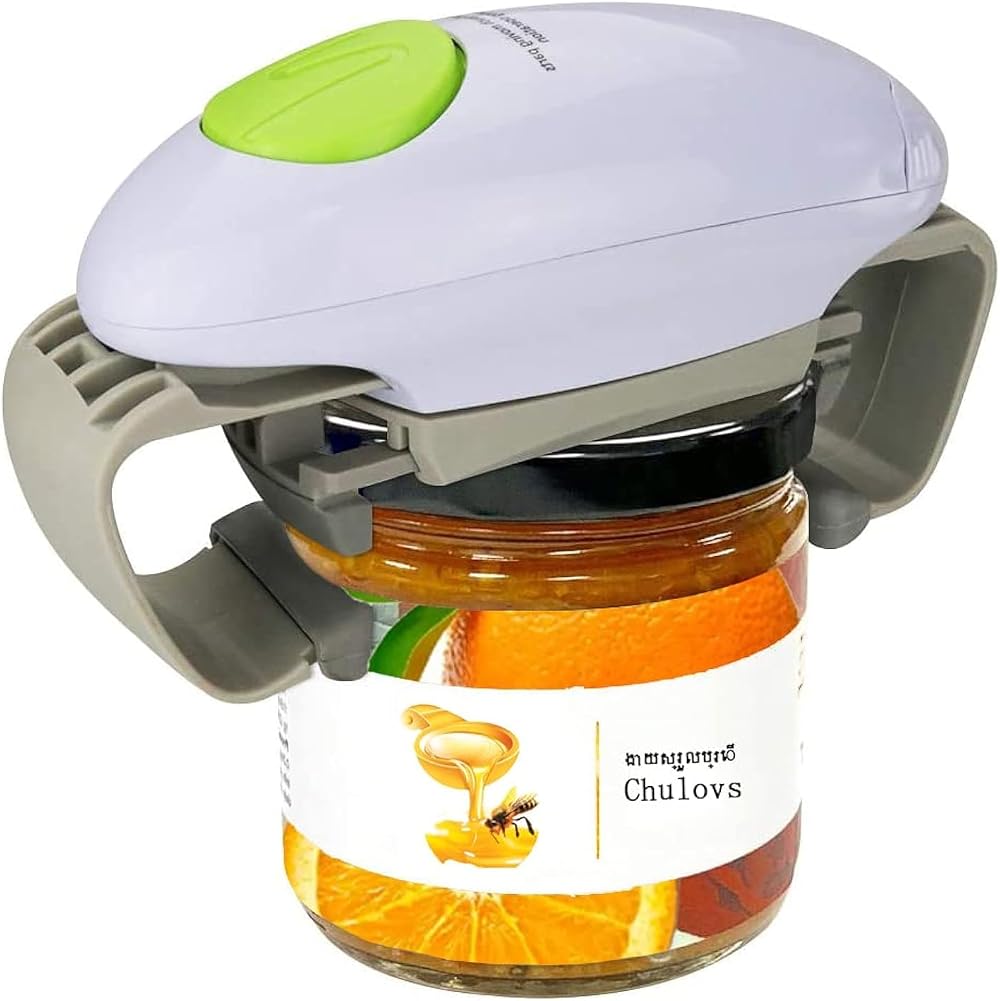 Chulovs Electric Jar Opener White - Hands Free Automatic Kitchen Gadget