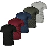 5 Pack Men’s Short Sleeve Active Athletic Running T Shirts for Men Gym Workout Moisture Wicking