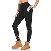 DHSO Warm Fleece Lined Leggings Women with Pockets- Thermal Winter High Waisted Yoga Pants Tummy Control Soft for Workout