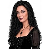 UQJE Black Long Curly Witch Wig, Old Lady Wig, Halloween Cosplay Costume | Long curly volume, soft polyester fibers, elastic cap, one-size fit, easy shaping, witch old lady anime cosplay, gentle care