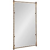 Kate and Laurel Prisha Traditional Rectangle Spindle Panel Stand Up Mirror, 24 x 42, Antique Gold, Vintage Turned Rectangular