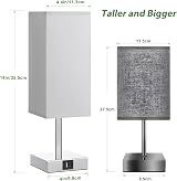 Aooshine Bedside Lamp Touch USB C/A Ports 3-Way Dimmable Grey Shade view 10