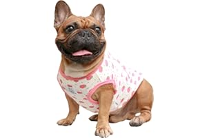 iChoue French Bulldog Cartoon T Shirts Cute Clothes for Medium Dogs Vest Tank Tops Large Frenchie Pug English Boston Terrier Pitbull Strawberry - L Plus