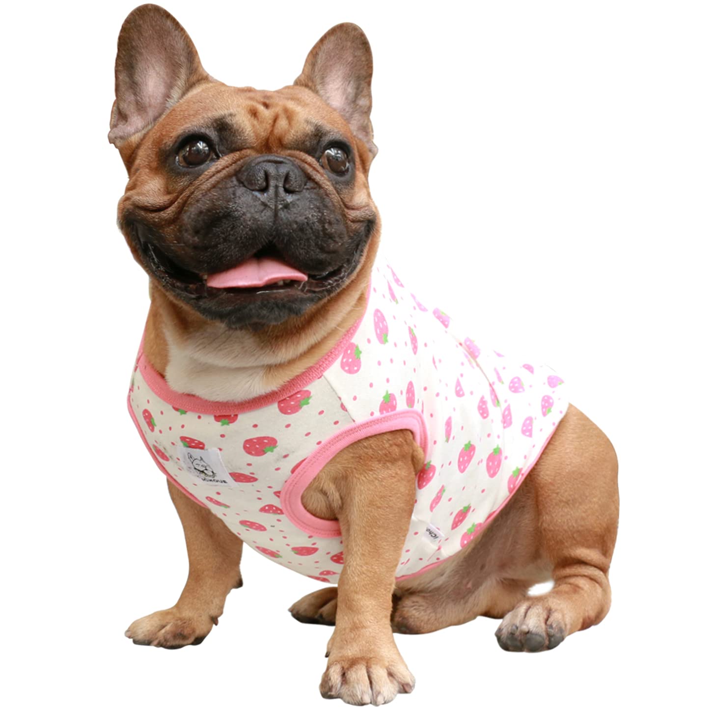 iChoue French Bulldog Cartoon T Shirts Cute Clothes for Medium Dogs Vest Tank Tops Large Frenchie Pug English Boston Terrier Pitbull Strawberry - L Plus โ image 1