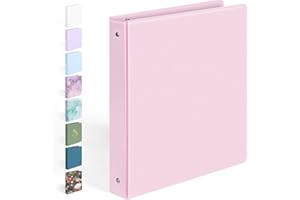 SOOEZ BinderX Extra Durable 3 Ring Binder, Round Rings 1 Inch Binder, Fits 175 Sheets of 8.5x11 Paper, Customizable View Cover with Inside Pockets, Cute 1" Binders, 1 Inch Binders 3 Ring, Pink