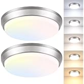 13 Inch Brushed Nickel Flush Mount Ceiling Light, 2 Pack 36W 4000LM Dimmable LED Ceiling Light Fixture, 2700K/3000K/4000K/5000K/6500K Adjustable Low Profile Ceiling Lights for Kitchen Bedroom Bathroom