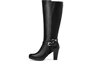 mysoft Women's Knee High Boots Chunky Heel Boots with Zipper