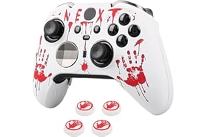 RALAN Laser Blood Handprint Design Controller Skin with 4 Thumb Grips for Xbox Elite Wireless Controller Series 2 Core, Anti-Slip Silicone Controller Cover Protector Case, White