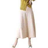 Ailaile Long Skirt Women's Fall Winter 100% Merino Wool Knitted Skirt Ribbed Elastic Solid Warm Sweater Skirts
