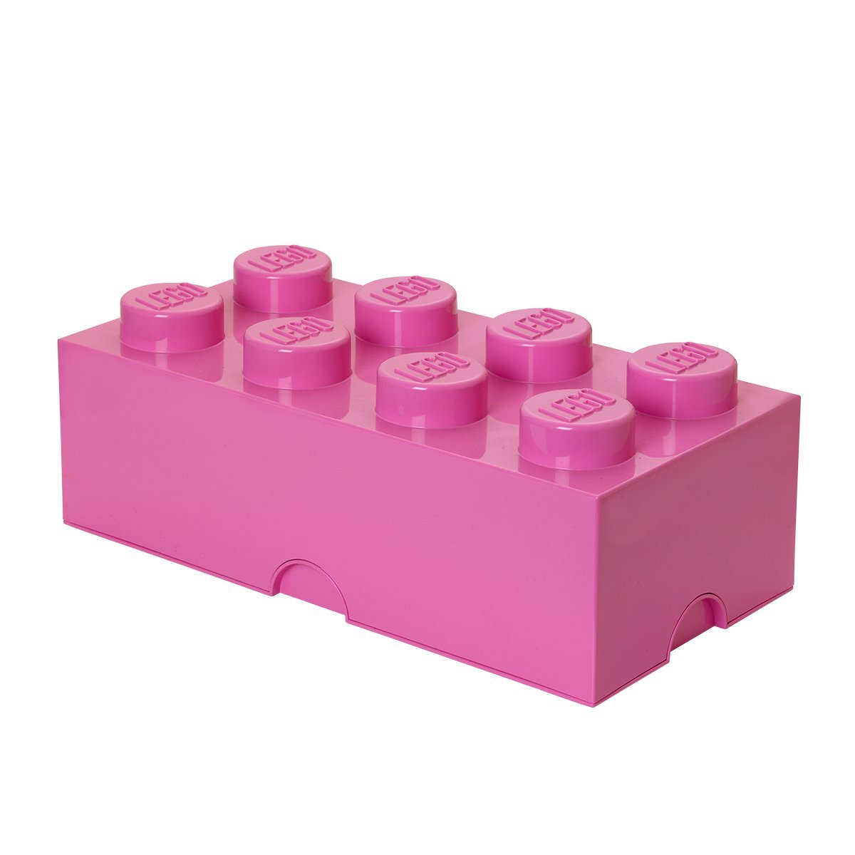 LEGO Storage Brick 8 Knobs PINK - Stackable Plastic Storage Box with Lid for Kids and Adults, Ideal Desk Organizer and Toy Box - 12.1L Capacity