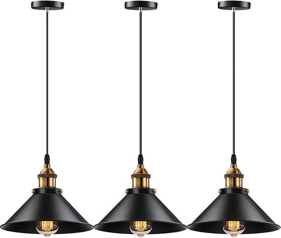 luz colgante industrial e26 e27 base luces colgantes colgantes vintage lampara colgante retro iluminacion de cocina para el hogar paquete de 3