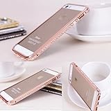 Realway Luxury Crystal Rhinestone Diamond Bling Metal Case Cover Bumper For iPhone 6Plus 5.5inch (Rose Gold)