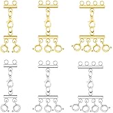 Multi Strand Necklace Layering Clasp, Necklace Layering Clasp 18K Gold and Silver Multi Strand Clasps for Stackable Necklaces (6pcs Golden Silvery)