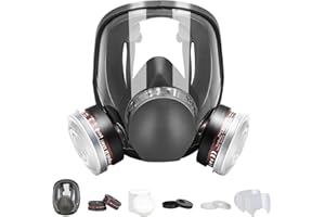 ZXICH Full Face Respirator Gas Mask with Filters, Reusable Large Face Gas Mask Paint Spray Dust Shield Cover Mask, Widely Used in Organic Gas,Paint Spary,Chemical,Woodworking and other Work Protection